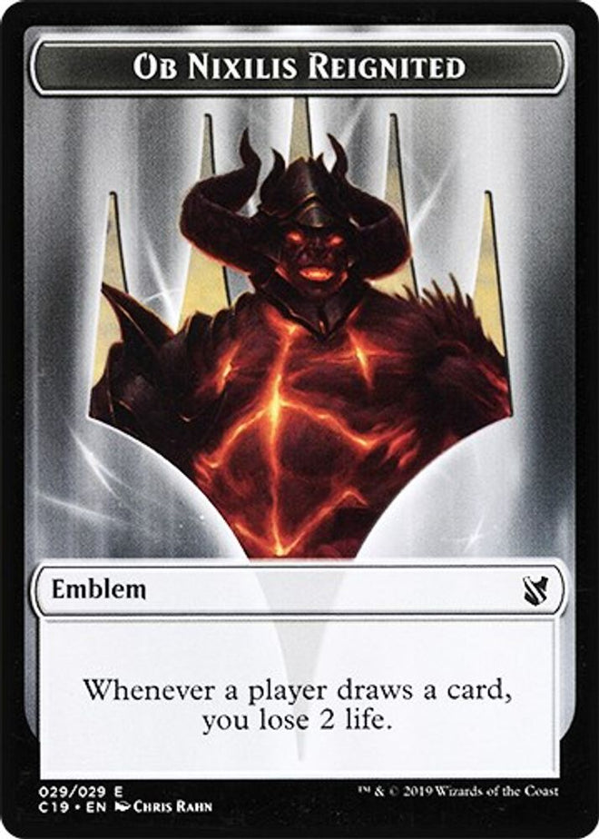 Emblem - Ob Nixilis Reignited // Zombie (010) Double-Sided Token (C19-29 // 10) - Commander 2019