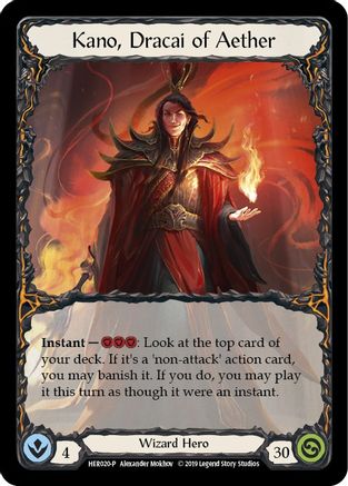 Kano, Dracai of Aether (Rainbow) - HER020 (HER020) - Flesh and Blood: Promo Cards 1st Edition Rainbow Foil