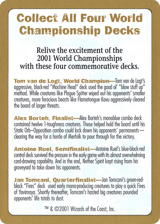 2001 World Championships Ad (WCD-000) - World Championship Decks 2001