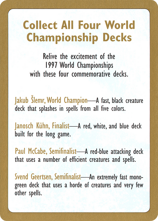 1997 World Championships Ad (WCD-000) - World Championship Decks 1997