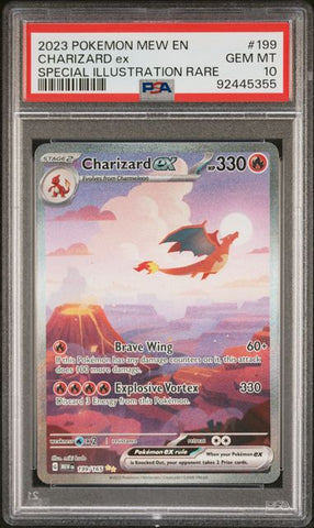 POKEMON MEW EN-151 - 199 - CHARIZARD ex - SPECIAL ILLUSTRATION RARE GEM MT 10