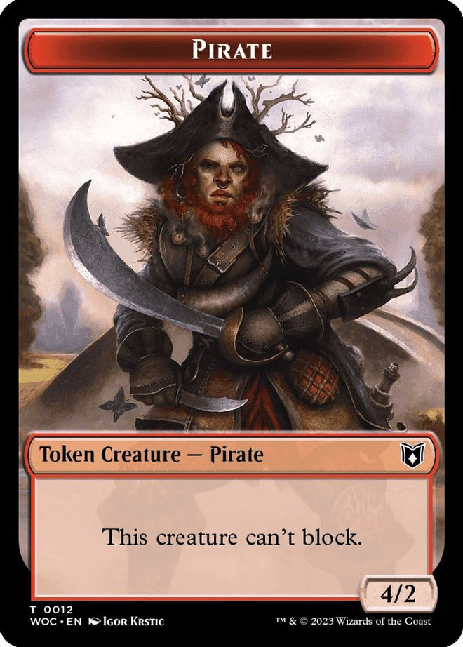 Pirate // Human Double-Sided Token (WOC-12 // 2) - Commander: Wilds of Eldraine