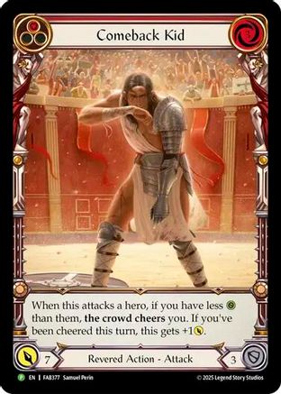 Comeback Kid (Red) - FAB377 (FAB377) - Flesh and Blood: Promo Cards Rainbow Foil