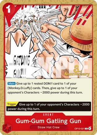 Gum-Gum Gatling Gun [Carrying On His Will: 3rd Anniversary Tournament Cards]