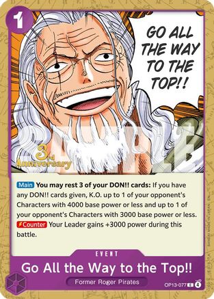 Go All the Way to the Top!! [Carrying On His Will: 3rd Anniversary Tournament Cards]
