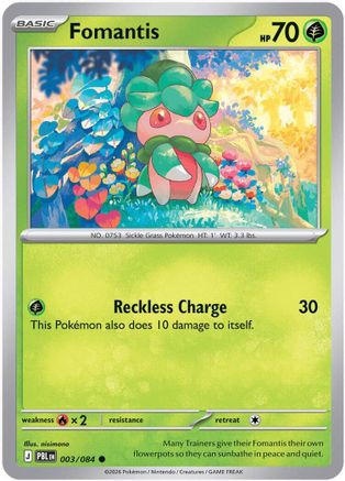 Fomantis 003/084  - Reverse Holofoil ME05 Pitch Black - Common