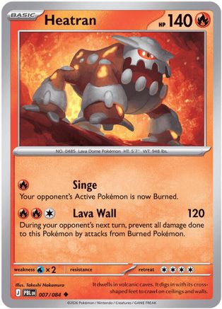 Heatran 007  - Reverse Holofoil ME05 Pitch Black - Uncommon