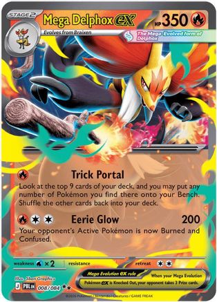 Mega Delphox ex 008  - Holofoil ME05 Pitch Black - Double Rare