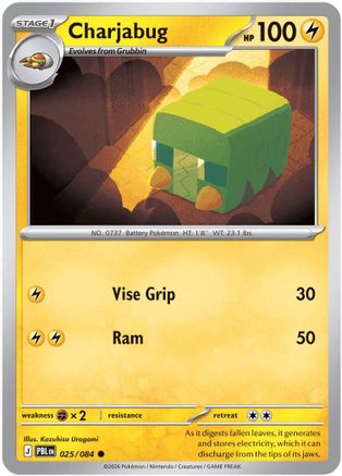 Charjabug 025  - Reverse Holofoil ME05 Pitch Black - Common
