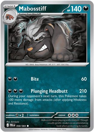 Mabosstiff 058  - Reverse Holofoil ME05 Pitch Black - Common