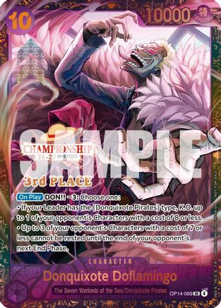 Donquixote Doflamingo (CS 26-27 3rd Place Trophy Card) (OP14-069) - One Piece Promotion Cards Foil