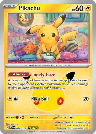 Pikachu 028/128  - Holofoil ME 30th Celebration - None