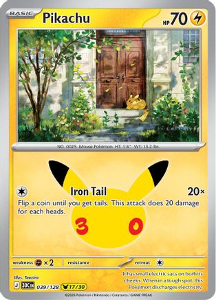 Pikachu 039/128  - Holofoil ME 30th Celebration - None