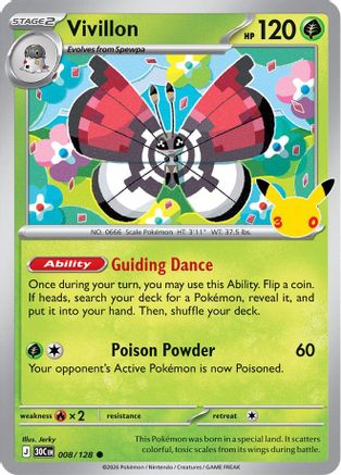 Vivillon 008  - Holofoil ME 30th Celebration - Common