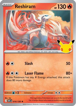 Reshiram 014  - Holofoil ME 30th Celebration - Rare