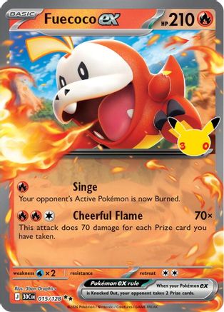 Fuecoco ex 015/128  - Holofoil ME 30th Celebration - Double Rare