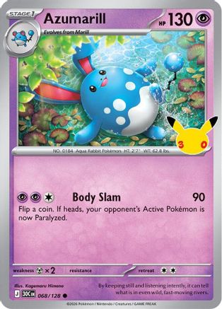 Azumarill 068  - Holofoil ME 30th Celebration - null