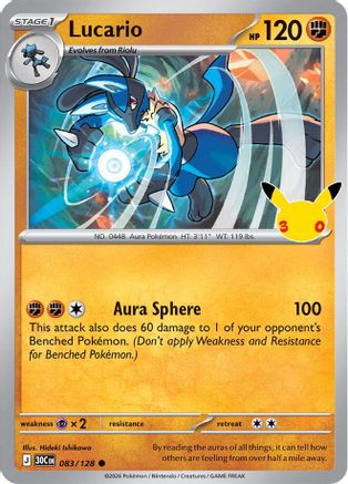 Lucario 083  - Holofoil ME 30th Celebration - Common
