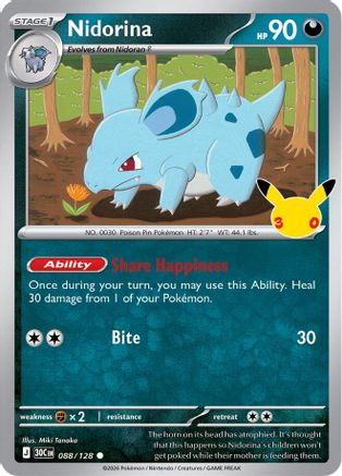 Nidorina 088  - Holofoil ME 30th Celebration - Common