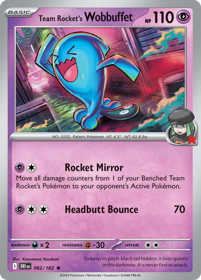 Team Rocket's Wobbuffet 082/182  Deck Exclusives - Rare