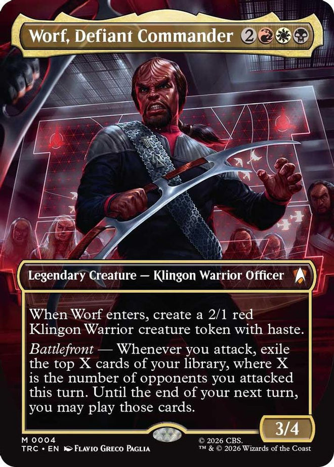 Worf, Defiant Commander (Borderless) (TRC-004) - Commander: Star Trek Foil
