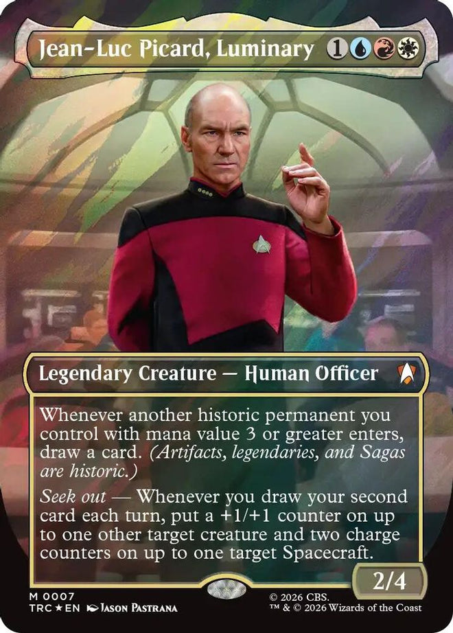 Jean-Luc Picard, Luminary (Borderless) (Surge Foil) (TRC-007) - Commander: Star Trek Foil