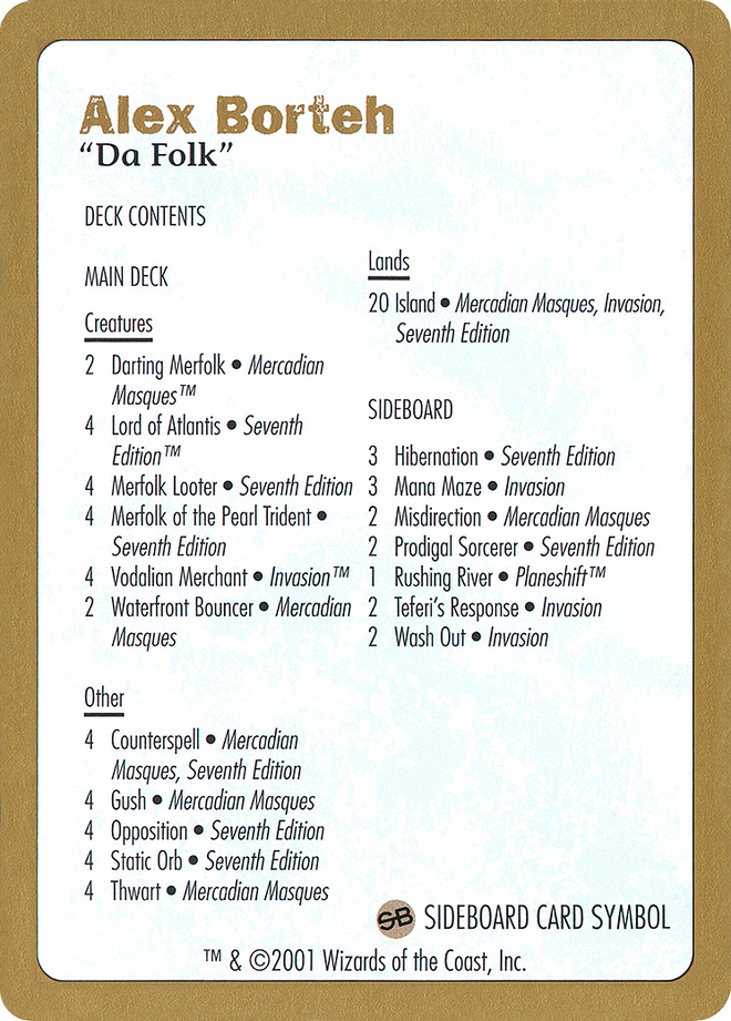 Alex Borteh Decklist (WCD-AB0B) - World Championship Decks 2001