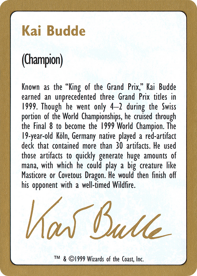 Kai Budde Bio [World Championship Decks 1999]