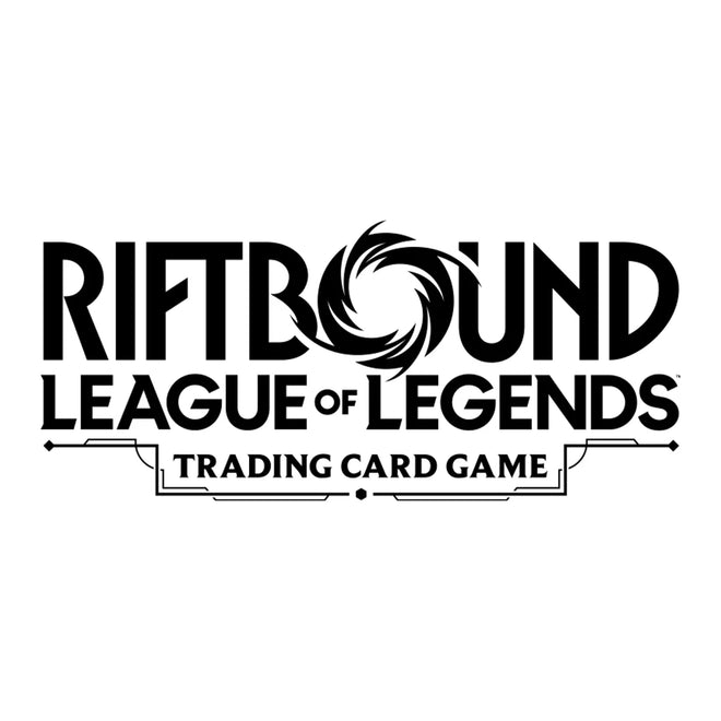 Logo for 'Riftbound League of Legends Trading Card Game' on a white background