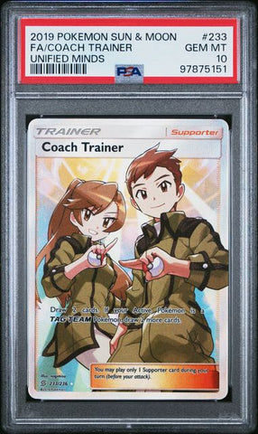 POKEMON SUN & MOON UNIFIED MINDS - 233 - FA/COACH TRAINER - UNIFIED MINDS GEM MT 10