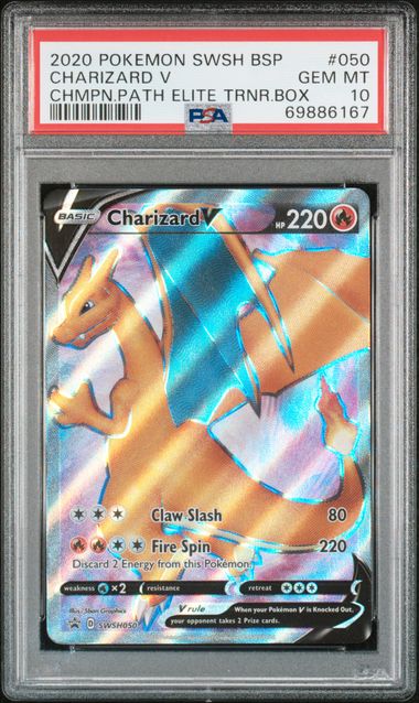 Pokemon SWSH Black Star Promo 050 Charizard V Gem MT 10 Elite Trainer Box