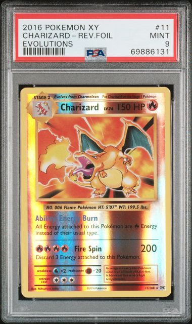 POKEMON XY EVOLUTIONS 11 CHARIZARD REVERSE FOIL MINT 9