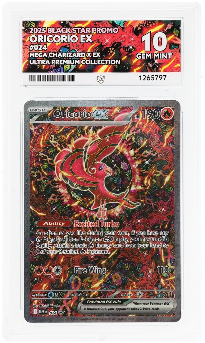 ACE Gem Mint 10 Oricorio ex 024 certificate 1265797, slab front
