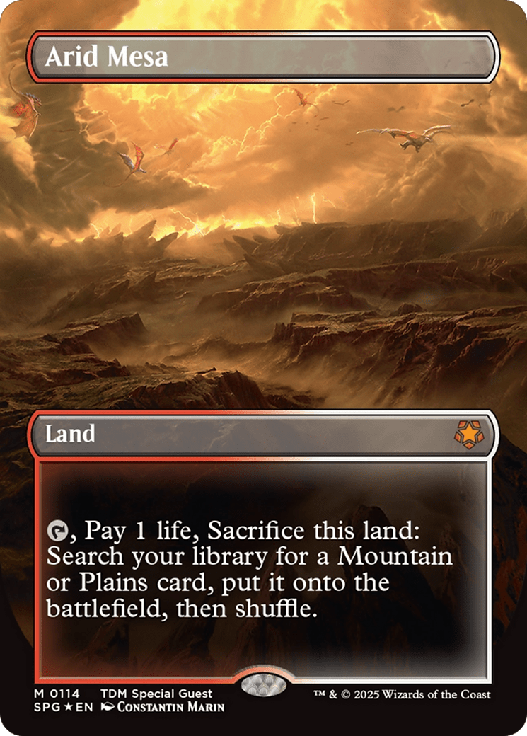 Arid Mesa (Borderless) (Dragonscale Foil) [Tarkir: Dragonstorm Special Guests] - Anime Alley