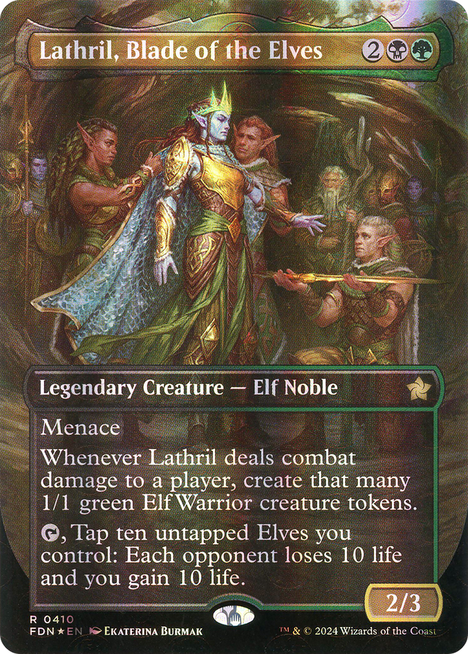 Lathril, Blade of the Elves (Borderless) (Mana Foil) [Foundations]