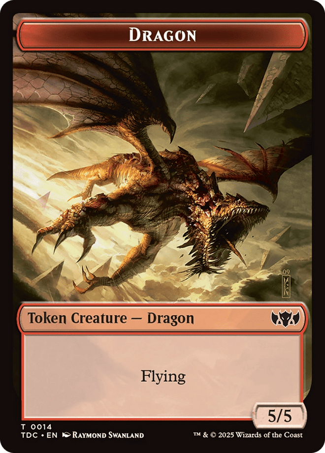 Dragon (0014) // Treasure Double - Sided Token [Tarkir: Dragonstorm Commander Tokens] - Anime Alley