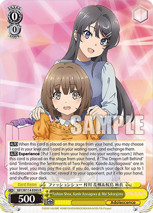 Fashion Show, Kaede Azusagawa & Mai Sakurajima (SBY/W114 - E005 R) [Rascal Does Not Dream Series] - Anime Alley