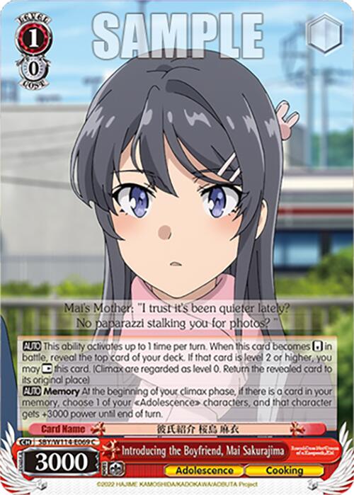 Introducing the Boyfriend, Mai Sakurajima (SBY/W114 - E069 C) [Rascal Does Not Dream Series] - Anime Alley
