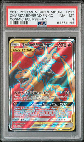 Pokemon Sun & Moon Cosmic Eclipse 212 Charizard Braixen GX FA NM-MT 8