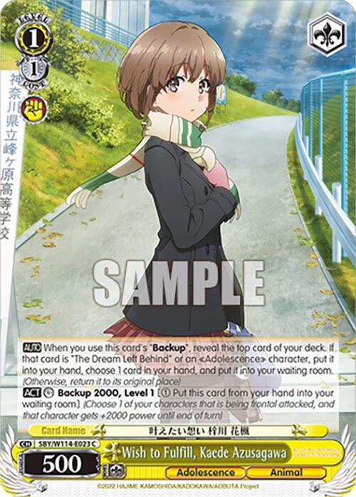 Wish to Fulfill, Kaede Azusagawa (SBY/W114 - E023 C) [Rascal Does Not Dream Series] - Anime Alley
