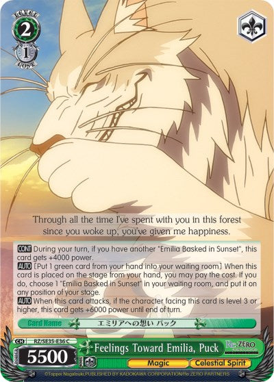 Feelings Toward Emilia, Puck (RZ/SE35-E36 C) (Parallel Foil) [Re:ZERO: The Frozen Bond]